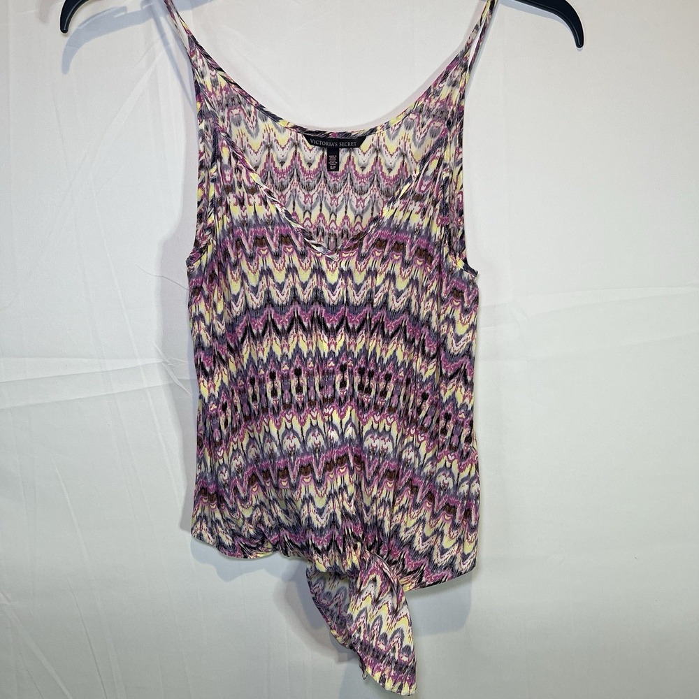 Victoria's Secret Women's S Tie Front Tank Pink Ikat Print Size Small